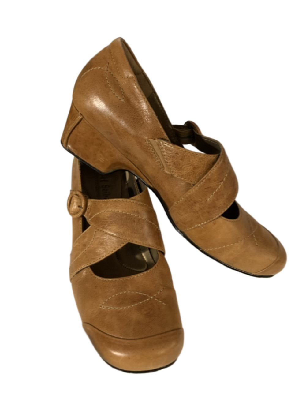 Women's Josef Seibel Brown Leather Wedge Mary Jane Shoes Size 9